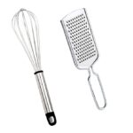Steel Kitchen Combo Pack of 2 – Atta Beater & Mini Cheese Grater | Durable Silver Tools for Home Cooking & Everyday Use